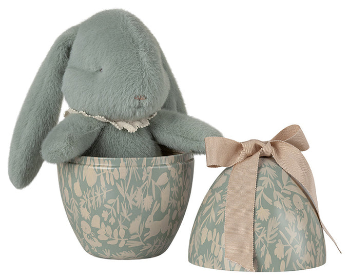 Maileg Metalen Paasei met Knuffel Konijn, Easter egg with bunny - Mint