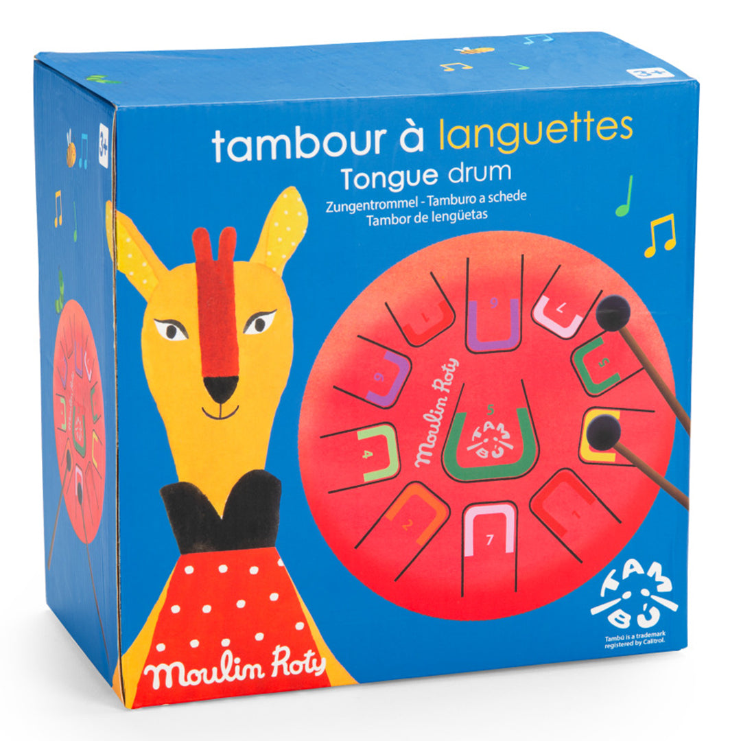 Moulin Roty X Tambu, Metalen Tongtrommel, 'Les Popipop', 11 klanken, 20cm